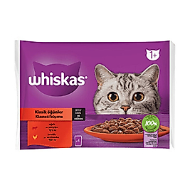 Whiskas Pouch Sos İçinde Sığırlı ve Tavuklu Yetişkin Kedi Konservesi 85gr (4'lü)