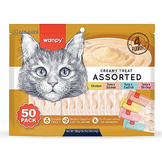 Wanpy Krema Kedi Ödül Maması 14gr (50 Adet) (Karışık Çeşitli)