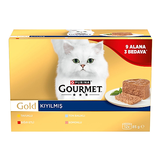Gourmet Gold Karışık Çeşit Kıyılmış Kedi Yaş Mama 12x85 Gr