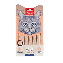 Wanpy Ton Balığı ve Somonlu Tüy Sağlığı Destekleyici Krema Kedi Ödül Maması 14gr (5'li)