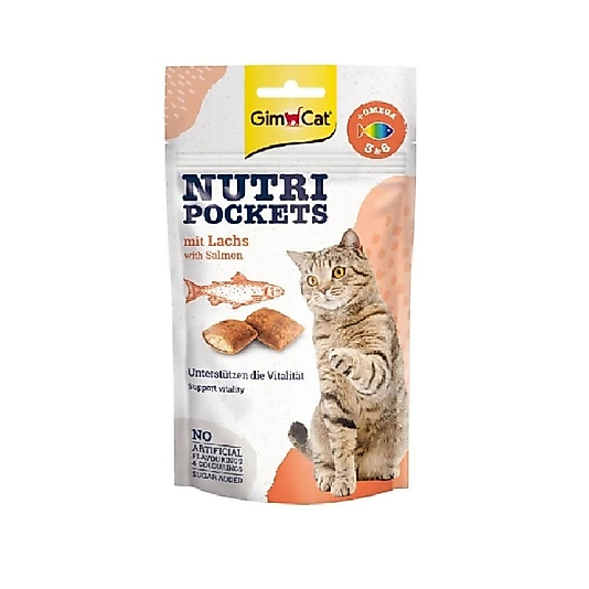 GimCat Nutripockets Somon Balıklı Omega 3 ve Omega 6 Kedi Ödül Maması 60gr