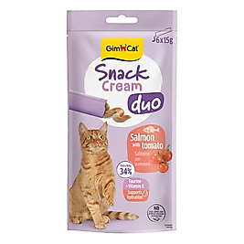 GimCat Snack Cream Duo Somonlu ve Domatesli Krema Kedi Ödül Maması 15gr (6'lı)