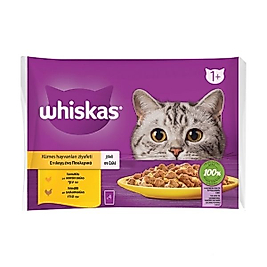 Whiskas Pouch Jöle İçinde Tavuklu ve Hindili Yetişkin Kedi Konservesi 85gr (4'lü)