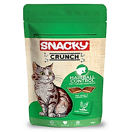 Snacky Crunch Hairball Control Tüy Yumağı Kontrolü için Tavuklu Kedi Ödül Maması 60gr
