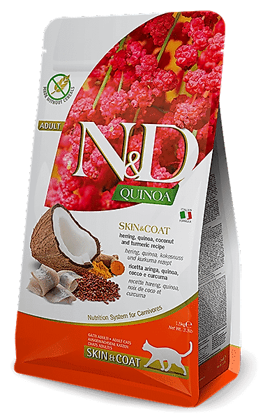 N&D Quinoa Ringa Balıklı Hindistan Cevizli Deri & Tüy Yetişkin Kedi Maması 5 Kg