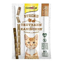 GimCat Sticks Hindili ve Tavşan Etli Taurinli Tahılsız Kedi Ödül Çubuğu 20gr (4'lü)