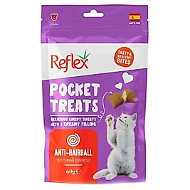 Reflex Pocket Treats Anti-Hairball Tüy Yumağı Kontrolü Kedi Ödül Maması 60gr