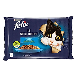 Felix Multipack Somonlu ve Ton Balıklı Yetişkin Kedi Yaş Maması 4x85gr