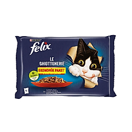Felix Jöle İçinde Sığır Etli ve Tavuklu Yetişkin Kedi Konservesi 85gr (4'lü)