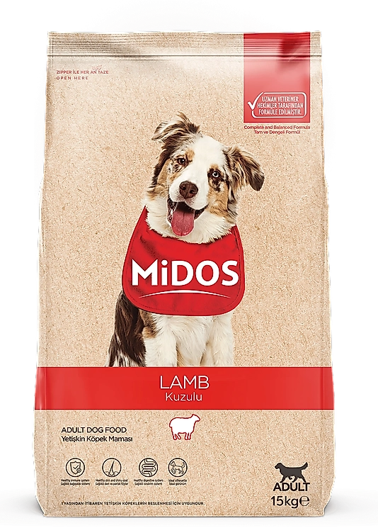 MİDOS Kuzu Etli ve Pirinçli Yetişkin Köpek 15 Kg