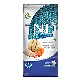 N&D Ocean Morina Balıklı Bal Kabaklı Karidesli ve Kavunlu Tahılsız Yavru Kedi Maması 5kg