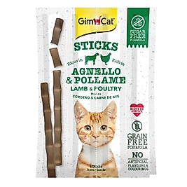 GimCat Sticks Kuzulu ve Tavuklu Taurinli Tahılsız Kedi Ödül Çubuğu 20gr (4'lü)