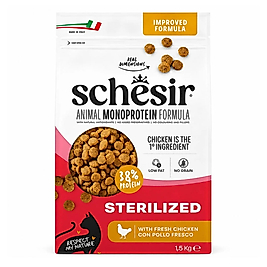 Schesir Mono Protein Tavuklu Tahılsız Kısırlaştırılmış Yetişkin Kedi Maması 1,5kg