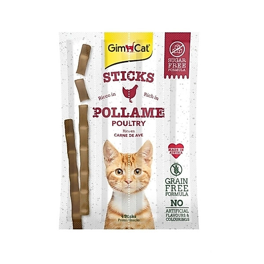 GimCat Sticks Tavuklu Ciğerli Taurinli Kedi Ödül Çubuğu 20gr (4'lü)