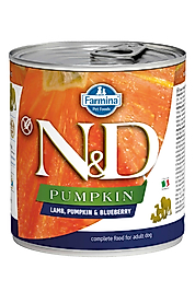 N&D Pumpkin Tahılsız Kuzu Eti Balkabağı ve Yaban Mersinli Yetişkin Köpek Konservesi 285gr