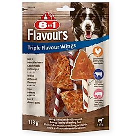 8in1 Flavours Triple Flavour Wings Çiğnenebilir Köpek Ödül Maması 113gr