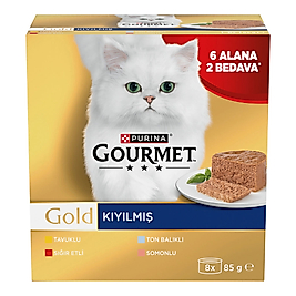 Gourmet Gold Karışık Çeşit Kıyılmış Kedi Yaş Mama 8x85 Gr