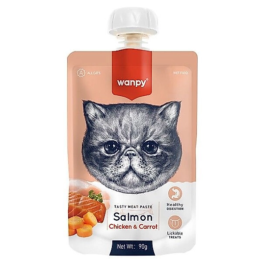 Wanpy Somonlu Tavuklu ve Havuçlu Ezme Kedi Ödül Maması 90gr