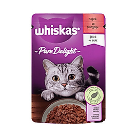 Whiskas Pouch Pure Delight Jöle İçinde Sığır Etli Yetişkin Kedi Konservesi 85gr