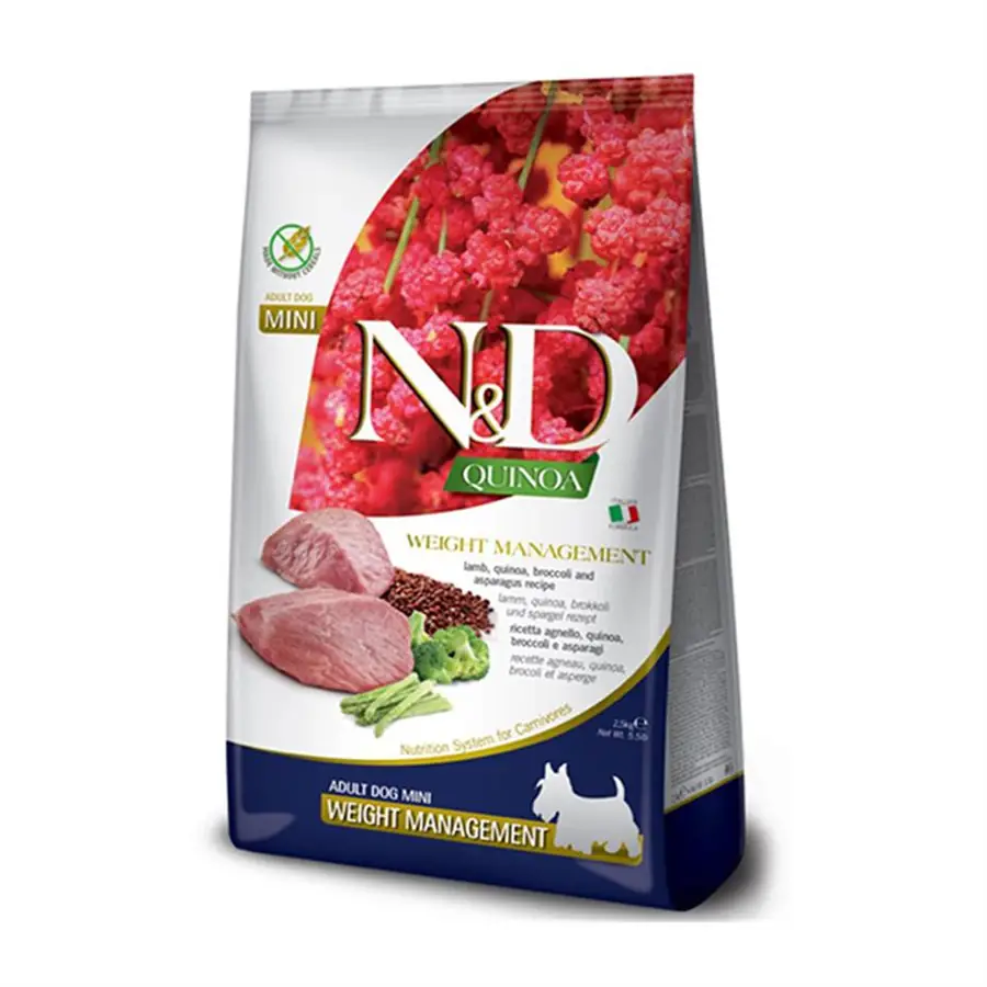 N&D Quinoa Weight Management Kuzu & Brokoli Yetişkin Mini Irk Köpek Maması 2,5 Kg
