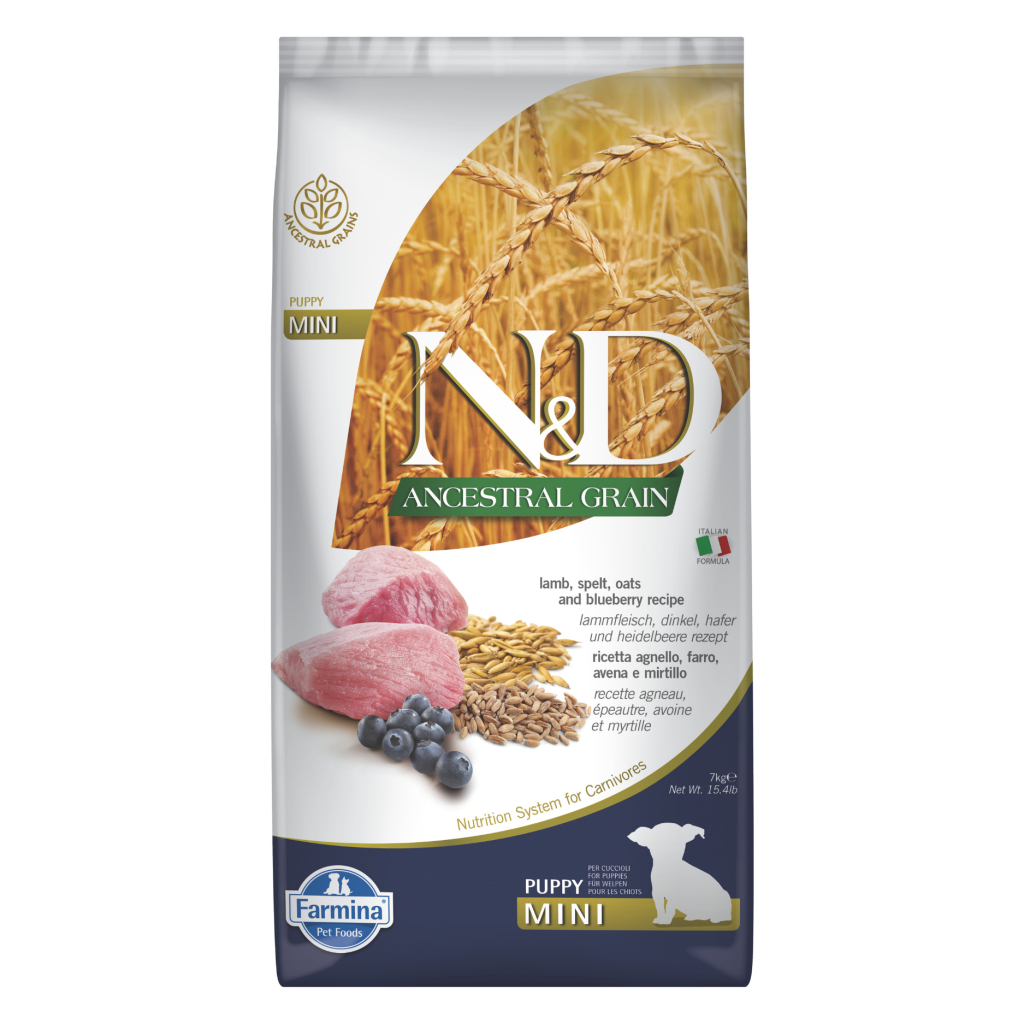 N&D Ancestral Grain Kuzulu ve Yaban Mersinli Yavru Küçük Irk Köpek Maması 7 Kg