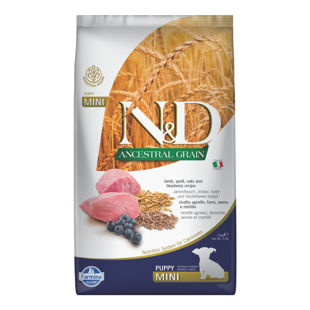N&D Ancestral Grain Kuzulu ve Yaban Mersinli Yavru Küçük Irk Köpek Maması 2,5 Kg