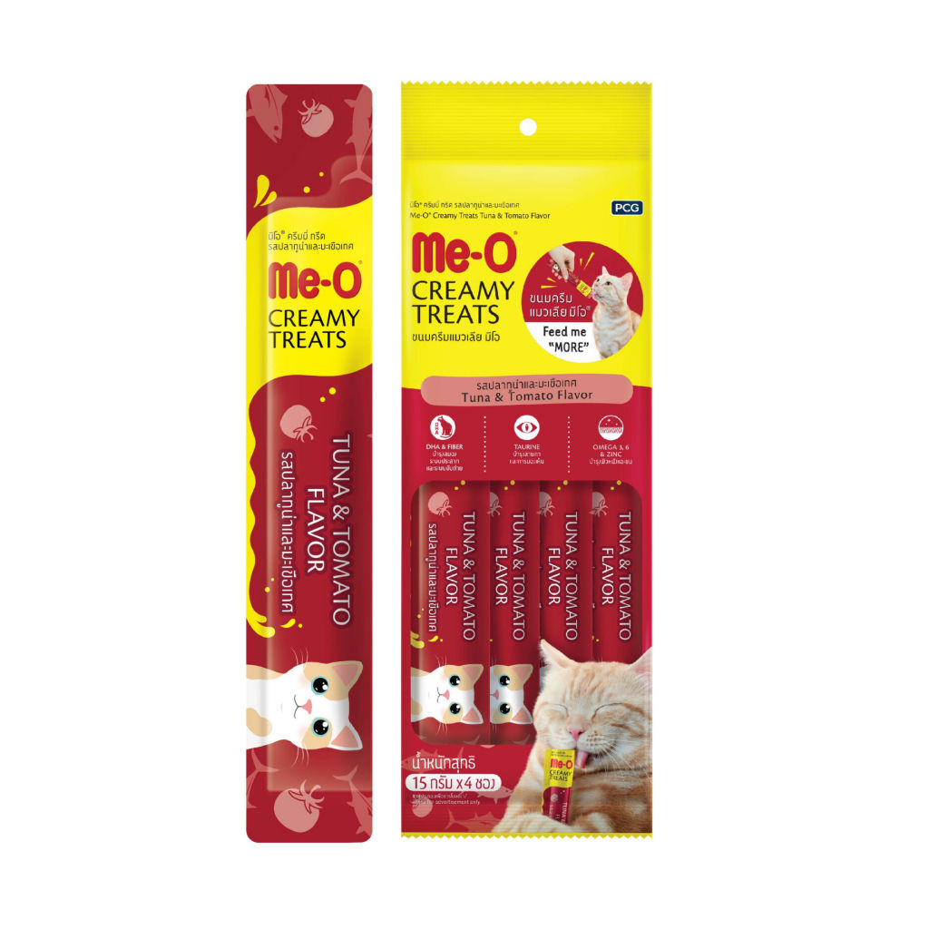 Me-O Ton Balıklı ve Domatesli Krema Kedi Ödül Maması 15gr (4'lü)