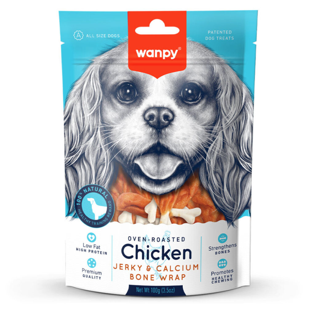 Wanpy Oven Roasted Tavuk Sargılı Kalsiyum Takviyeli Köpek Ödülü 100gr