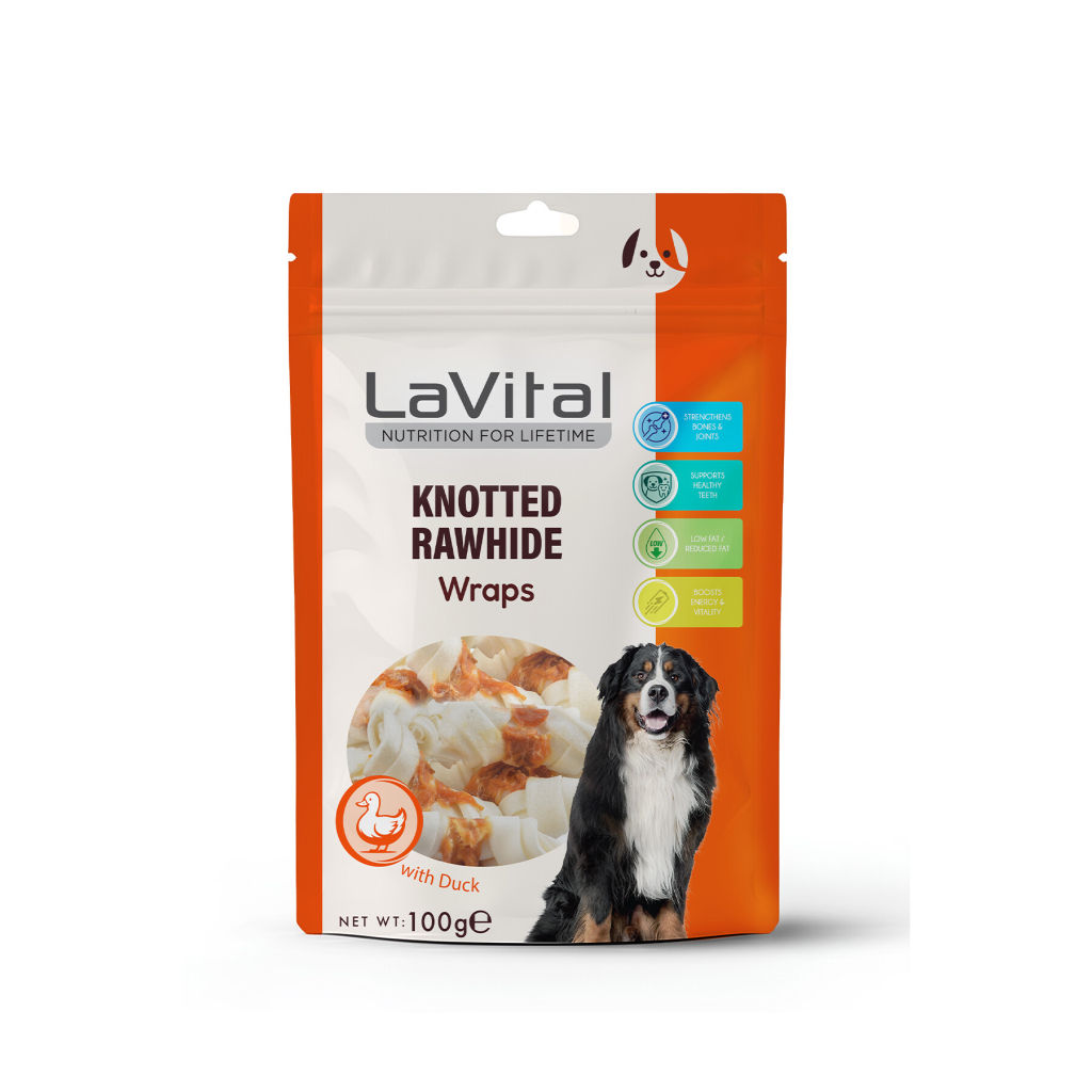 LaVital Knotted Rawhide Ördek Eti Sarılı Köpek Ödül Kemiği 100gr