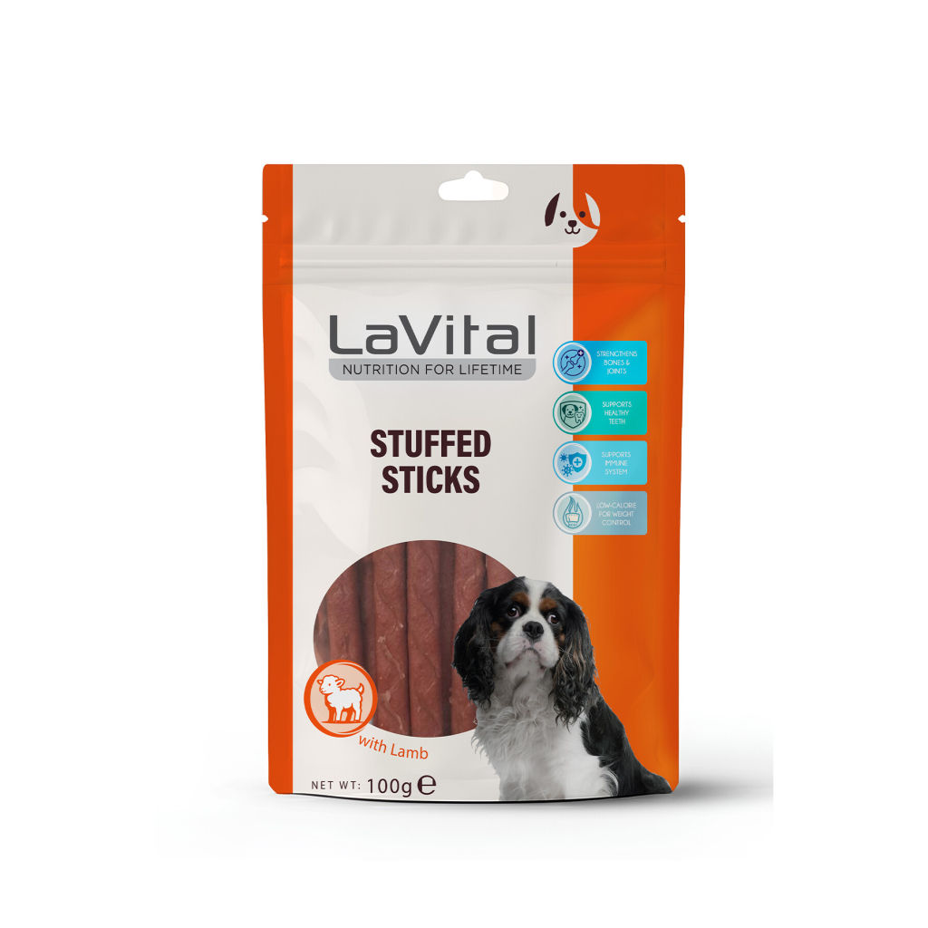 LaVital Stuffed Sticks Kuzu Etli ve Somonlu Köpek Ödül Çubuğu 100gr