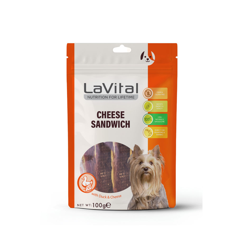 LaVital Cheese Sandwich Ördek Etli ve Peynirli Köpek Ödül Maması 100gr