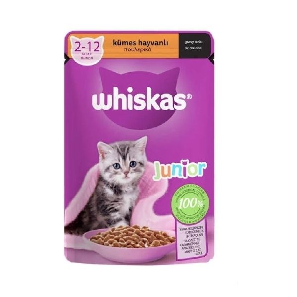 Whiskas Pouch Sos İçinde Kümes Hayvanlı Yavru Kedi Konservesi 85gr