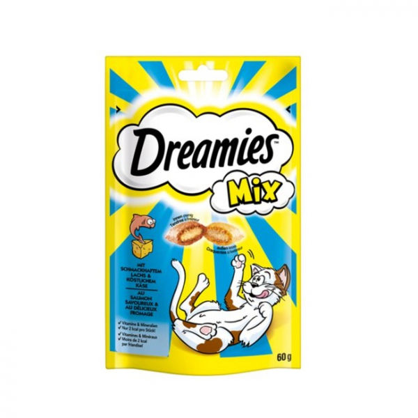 Dreamies Mix İç Dolgulu Somonlu ve Peynirli Kedi Ödül Bisküvisi 60gr