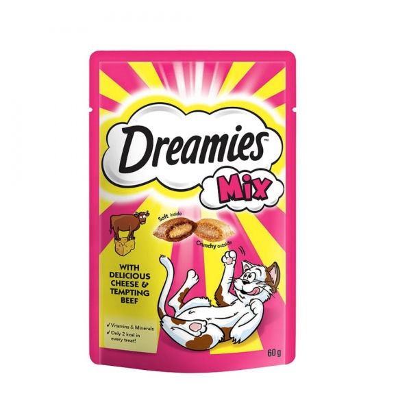 Dreamies Mix İç Dolgulu Sığır Etli ve Peynirli Kedi Ödül Bisküvisi 60gr