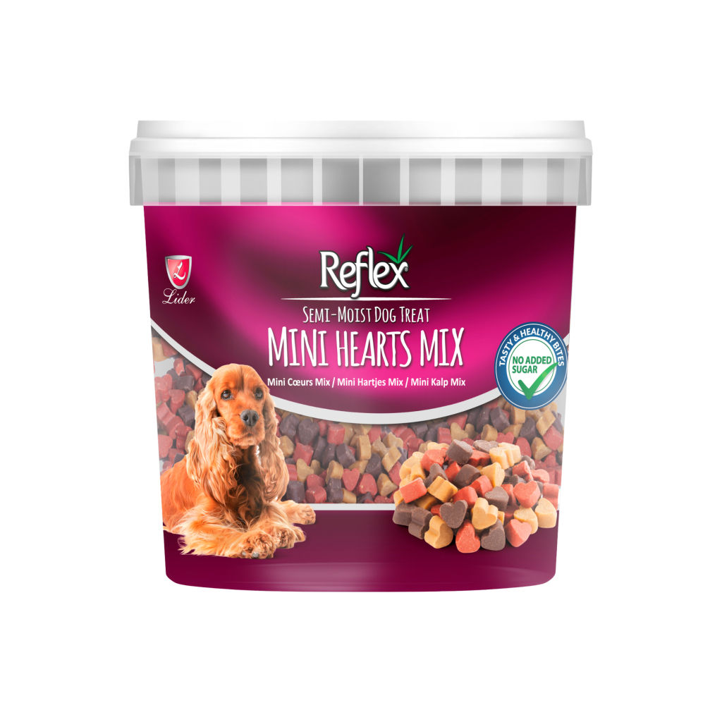 Reflex Karışık Renkli Mini Kalpli Yarı Yumuşak Köpek Ödül Maması 500gr