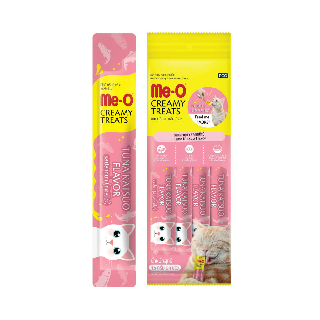 Me-O Çizgili Ton Balıklı Krema Kedi Ödül Maması 15gr (4'lü)