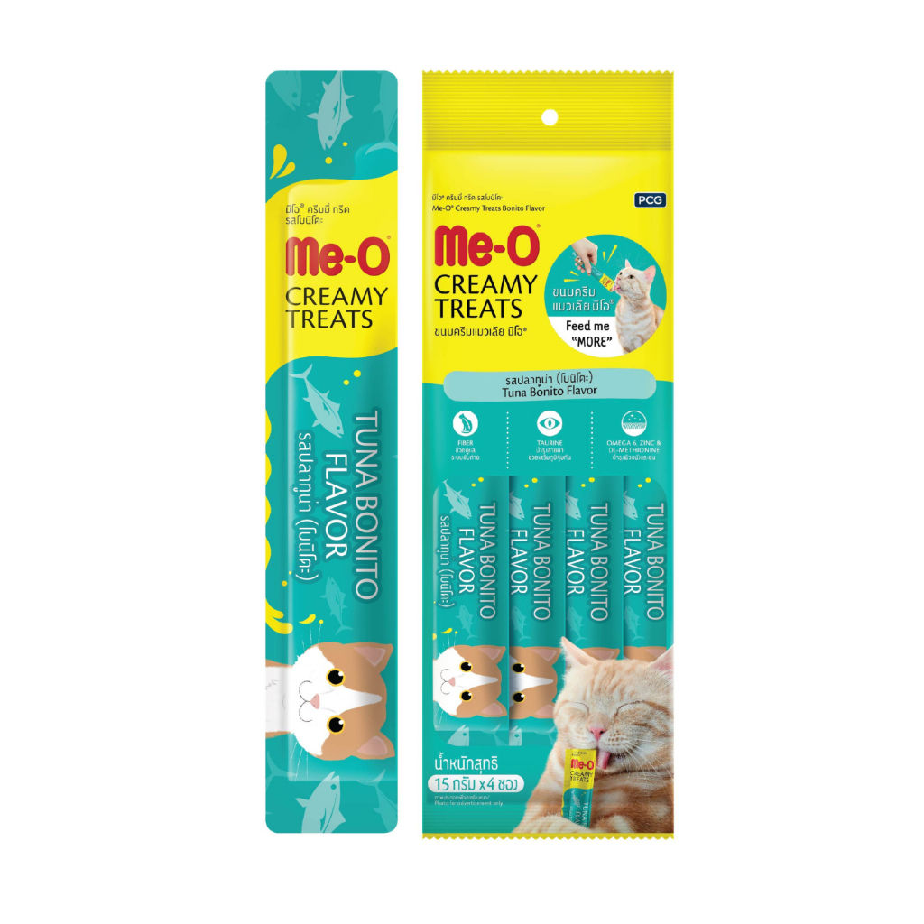 Me-O Kurutulmuş Füme Ton Balıklı Krema Kedi Ödül Maması 15gr (4'lü)