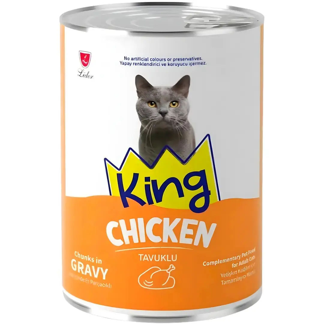 King Kedi Konservesi Tavuklu Sos İçerisinde Et Parçacıklı 400 gr