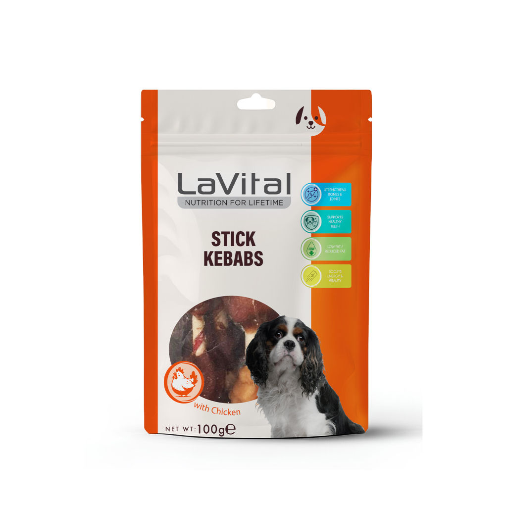 LaVital Stick Kebabs Tavuk Ördek ve Ciğerli Köpek Ödül Çubuğu 100gr