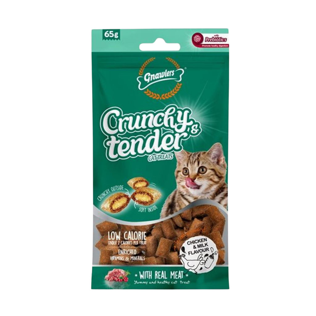 Gnawlers Crunchy Tavuk ve Sütlü Prebiyotik Destekli Kedi Ödül Maması 65gr