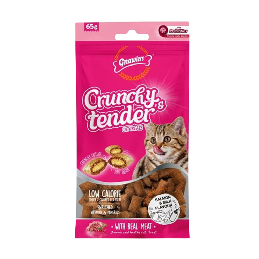 Gnawlers Crunchy Somon ve Sütlü Prebiyotik Destekli Kedi Ödül Maması 65gr