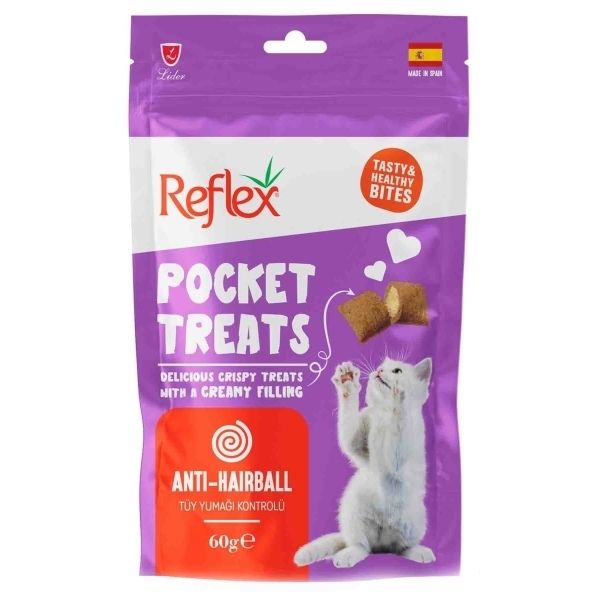 Reflex Pocket Treats Anti-Hairball Tüy Yumağı Kontrolü Kedi Ödül Maması 60gr