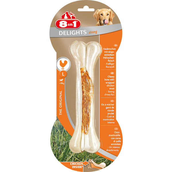8in1 Delights Büyük Irk Köpekler İçin Tavuk Etli Sert Çiğneme Kemiği [L]