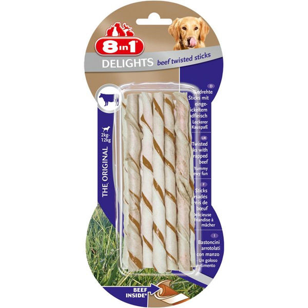 8in1 Delights Biftekli Ağız Sağlığı için Burgu Kemik (10'lu) 55gr