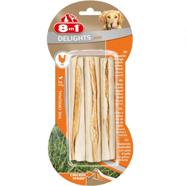 8in1 Delights Bones Köpekler için Tavuklu Ağız Bakım Kemiği (3'lü) Sticks 75gr