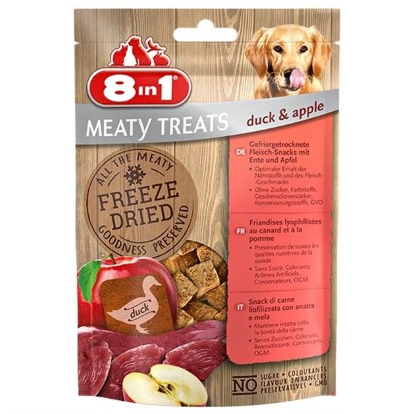 8in1 Freeze Doğal Ördekli ve Elmalı Köpek Ödülü 50gr