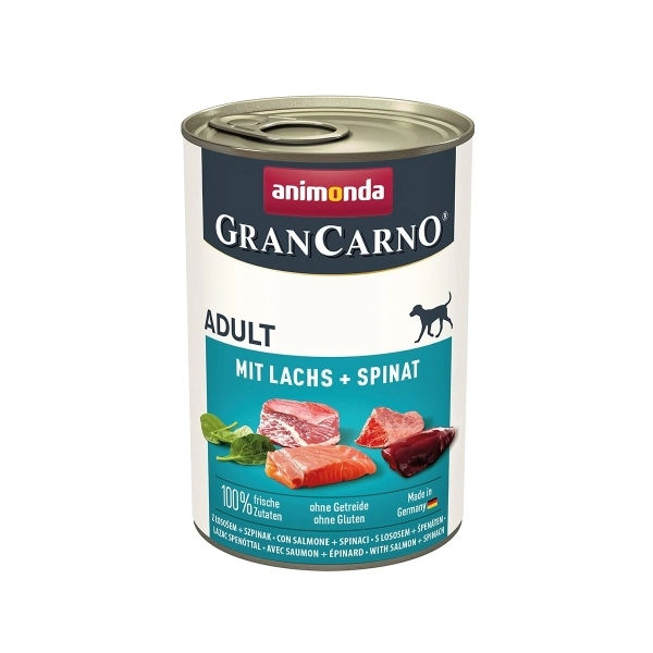 Animonda GranCarno Sığır Etli Ispanaklı ve Somonlu Yetişkin Köpek Konservesi 400gr