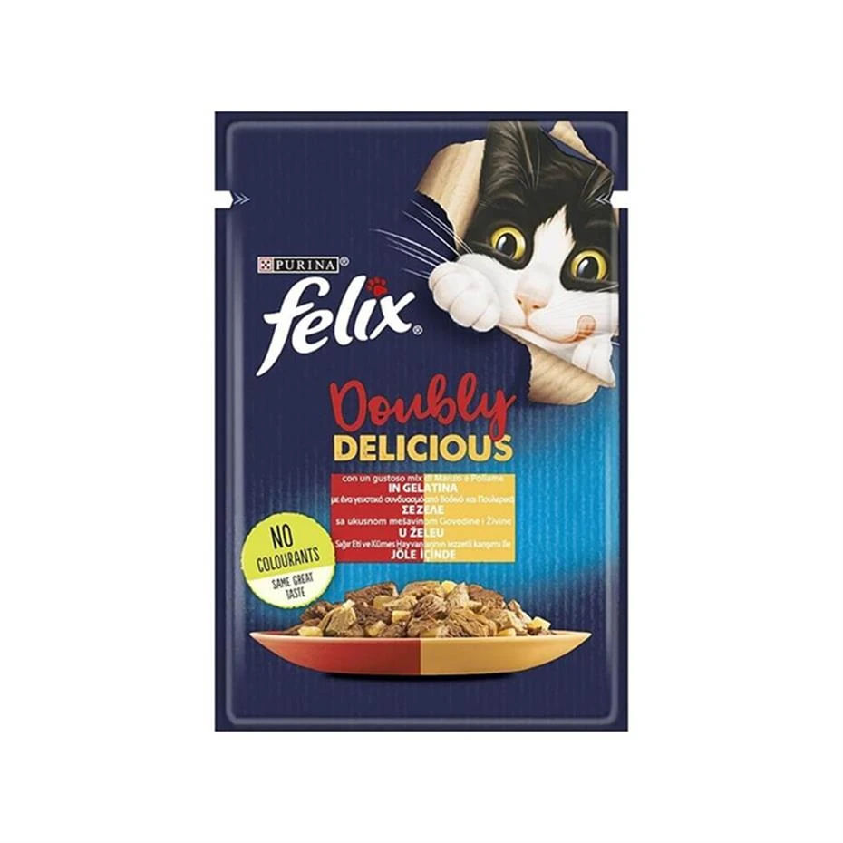 Felix Çifte Lezzet Sığır & Tavuk Kedi Yaş Mama 85 Gr.