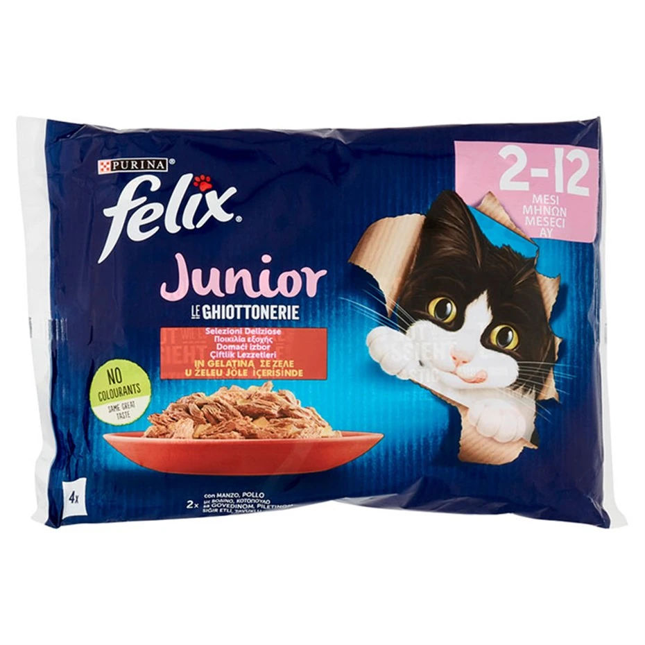 Felix Multipack Sığır ve Tavuk Etli Yavru Kedi Yaş Maması 4x85gr