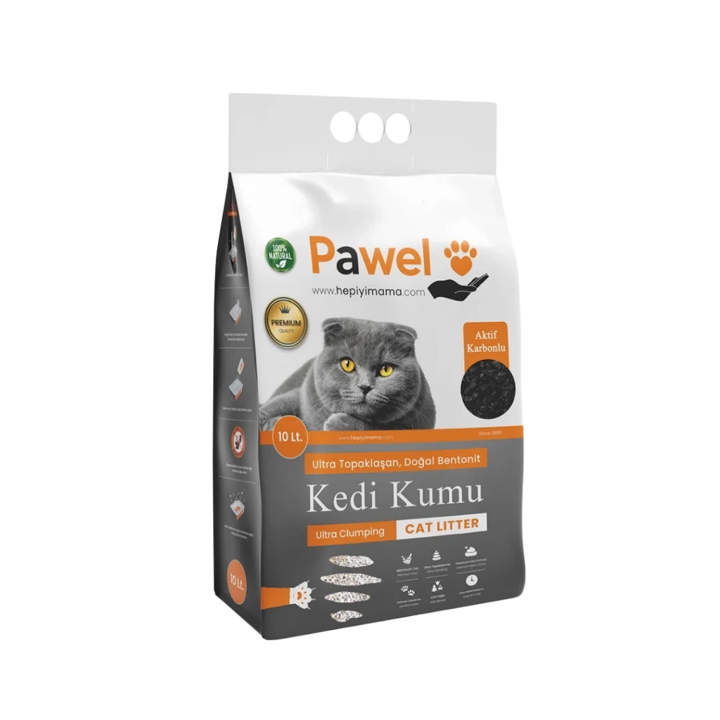 Pawel Aktif Karbolu Topaklanan Bentonit Kedi Kumu 10L